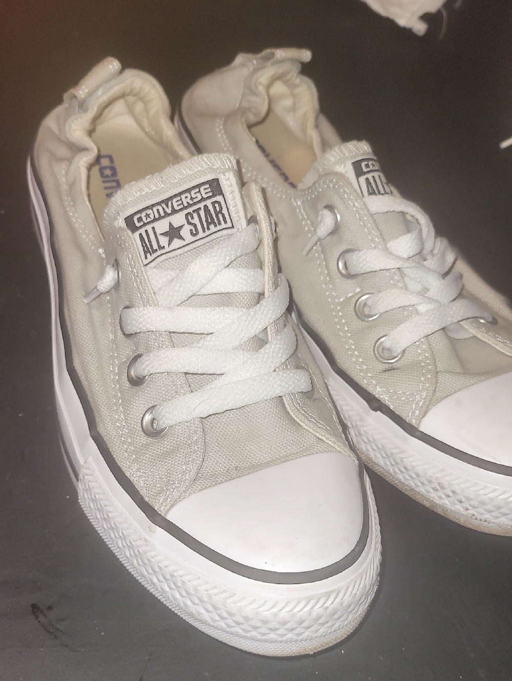 Cute Converse All Star Low Top Sneakers in Light Gray and White